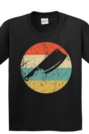 Meat Cleaver Knife Silhouette Retro Butcher Chef Youth T-Shirt